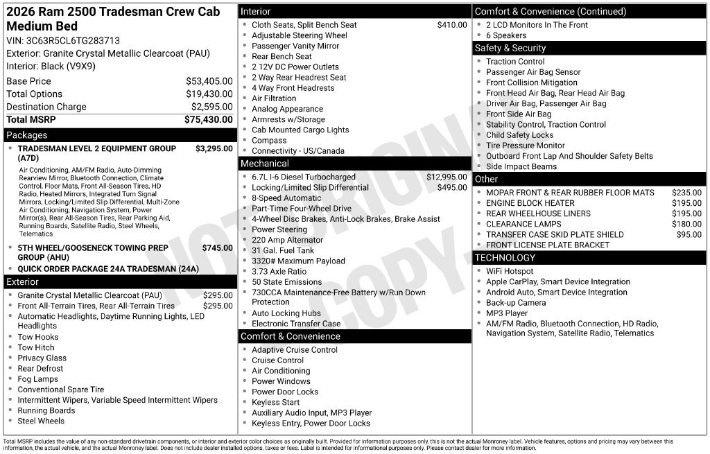 New 2026 RAM 2500 Tradesman AWD/4WD image 31