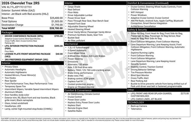 Used 2026 Chevrolet Trax RS w/ Driver Confidence Package FWD image 38