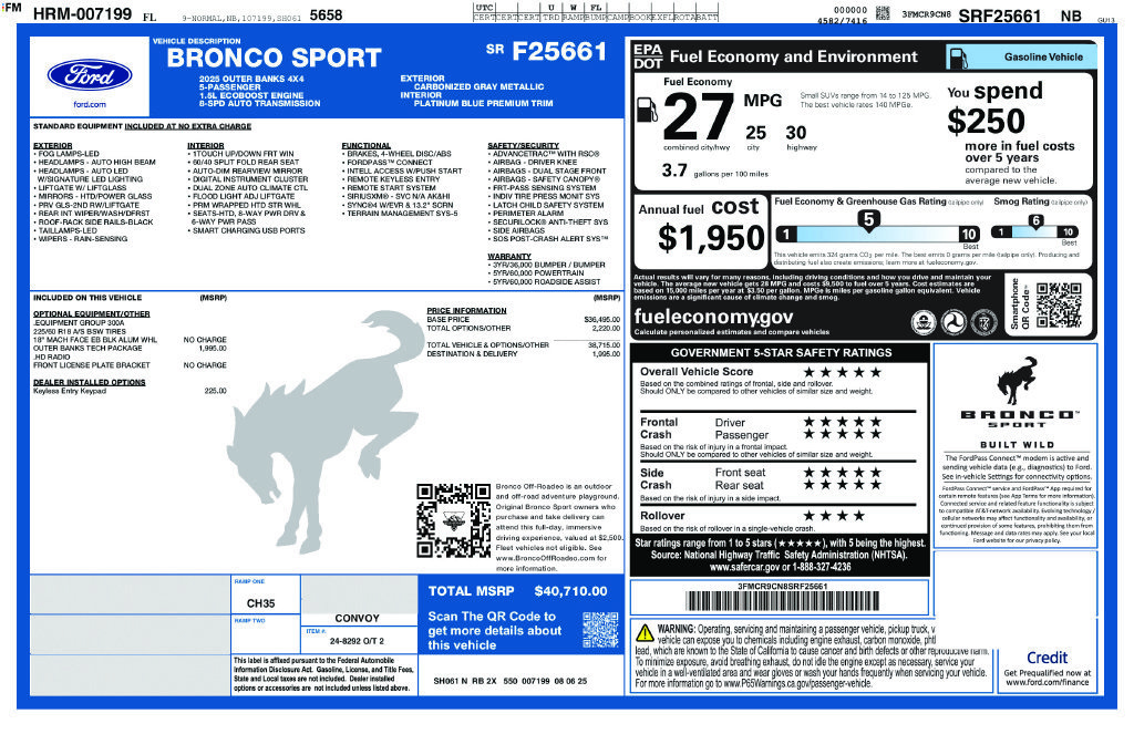 Used 2025 Ford Bronco Sport Outer Banks w/ Outer Banks Tech Package+ AWD/4WD image 9