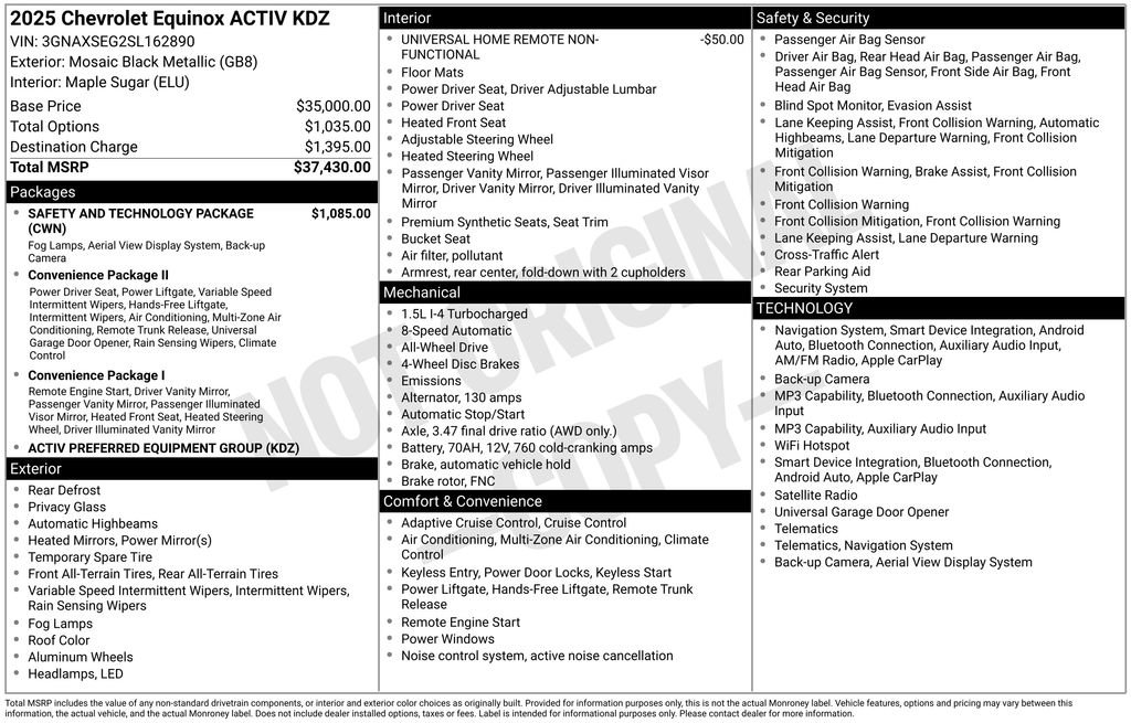 Certified 2025 Chevrolet Equinox ACTIV w/ Safety and Technology Package AWD/4WD image 39