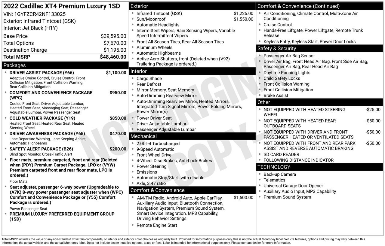 Used 2022 Cadillac XT4 Premium Luxury w/ Driver Assist Package image 37