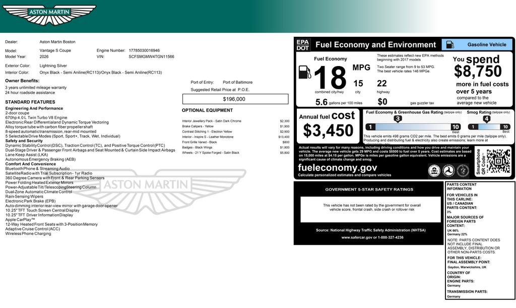 New 2026 Aston Martin V8 Vantage S image 18