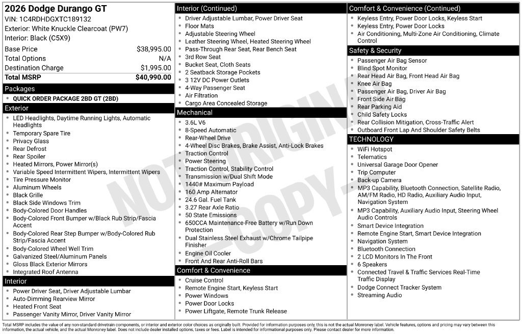 Used 2026 Dodge Durango GT RWD image 3