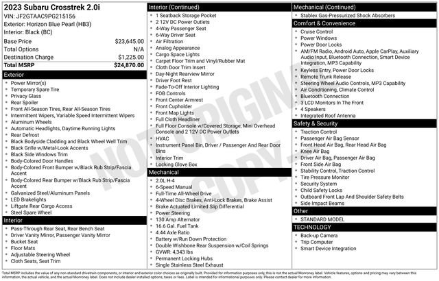 Used 2023 Subaru Crosstrek 2.0i image 4