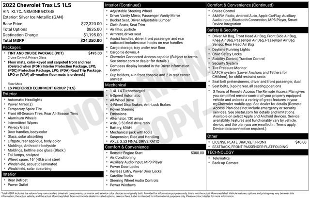 Certified 2022 Chevrolet Trax LS w/ Tint and Cruise Package image 34