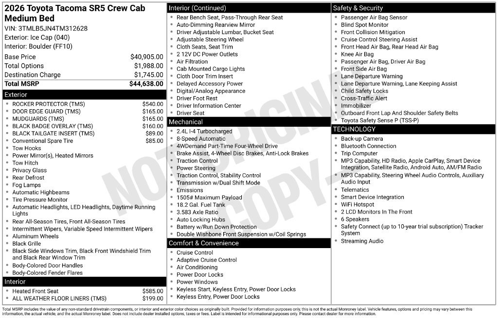New 2026 Toyota Tacoma SR5 AWD/4WD image 4