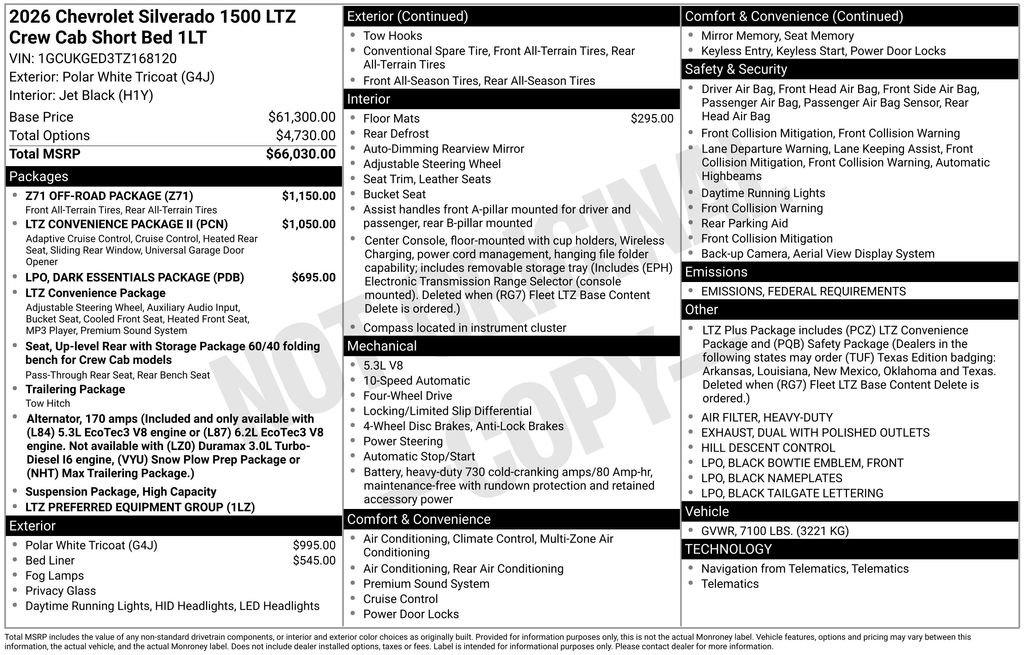 New 2026 Chevrolet Silverado 1500 LTZ w/ Z71 Off-Road Package image 8
