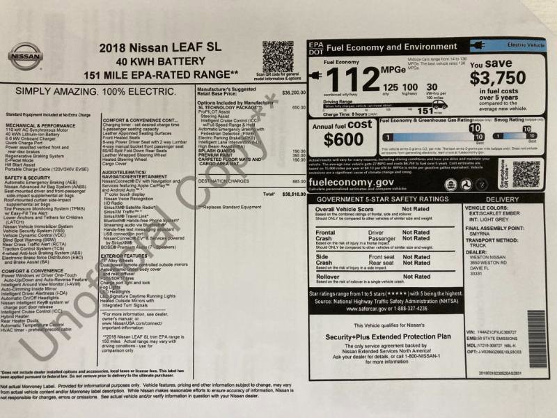 Used 2018 Nissan Leaf SL w/ SL Technology Package image 8