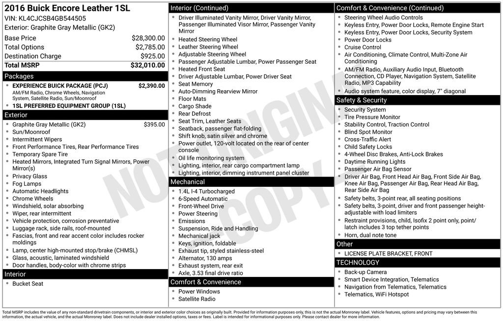 Used 2016 Buick Encore Leather w/ Experience Buick Package image 13