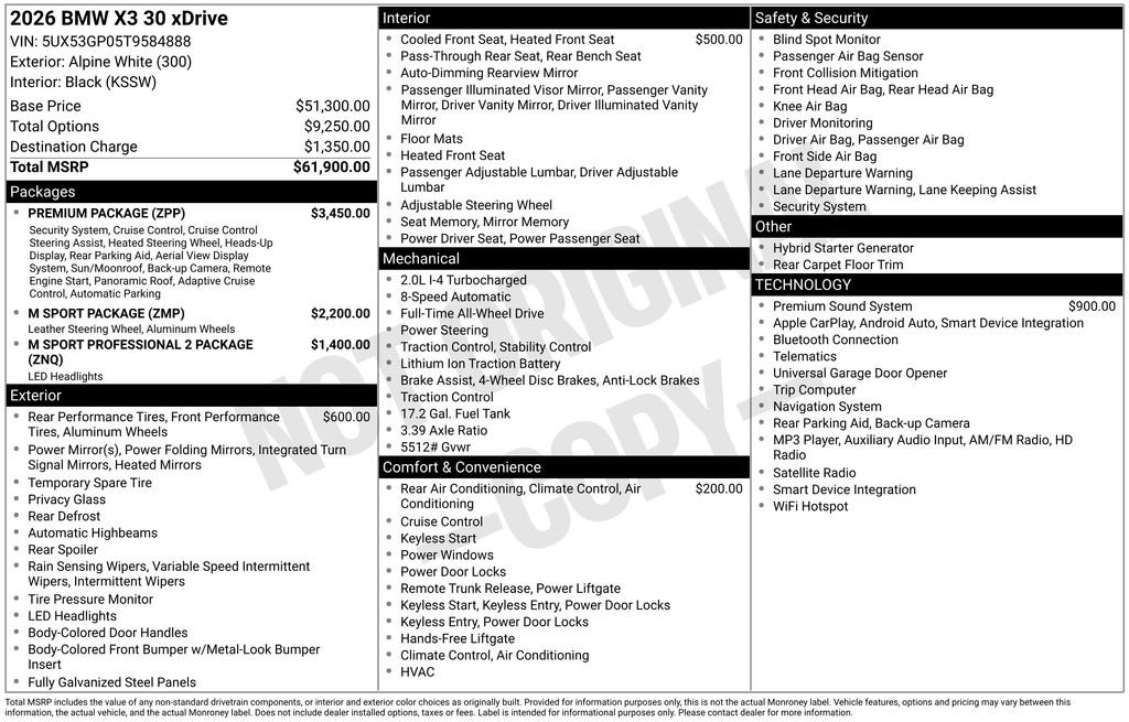 New 2026 BMW X3 xDrive30i w/ Premium Package AWD/4WD image 4
