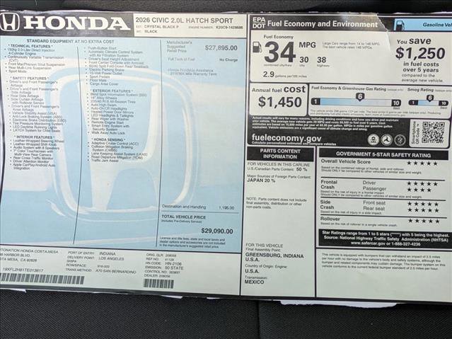 New 2026 Honda Civic Sport image 17