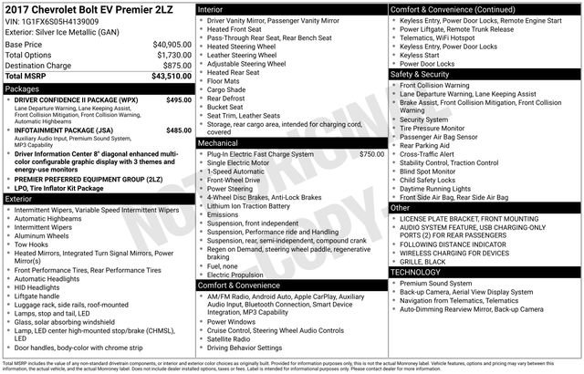 Used 2017 Chevrolet Bolt Premier w/ Driver Confidence II Package FWD image 2