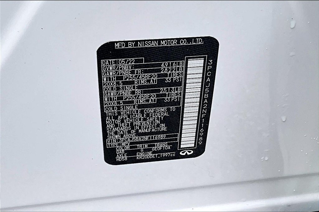 Certified 2022 INFINITI QX50 Luxe w/ Appearance Package FWD image 44