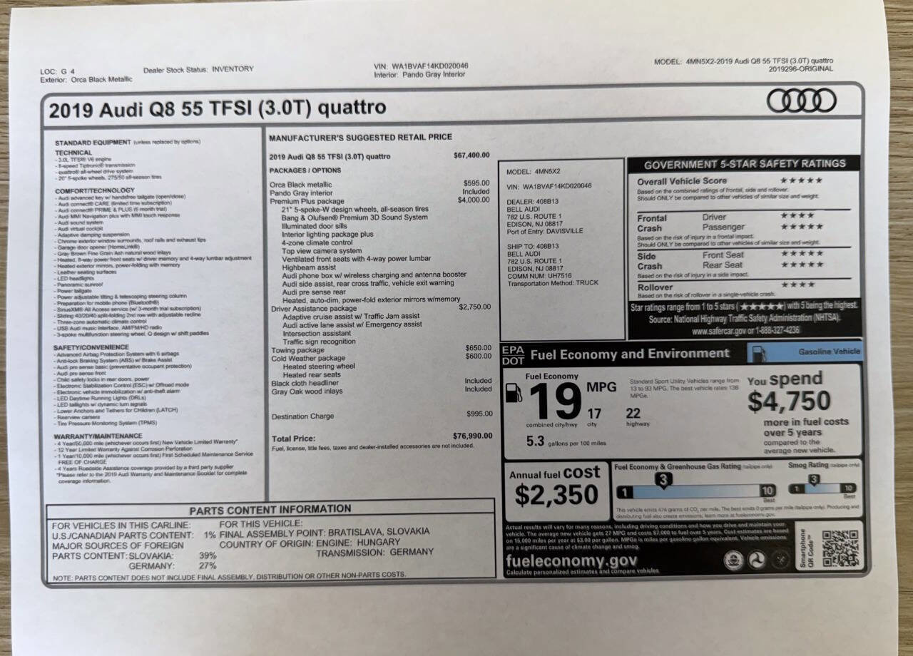 Used 2019 Audi Q8 Premium Plus w/ Premium Plus image 98