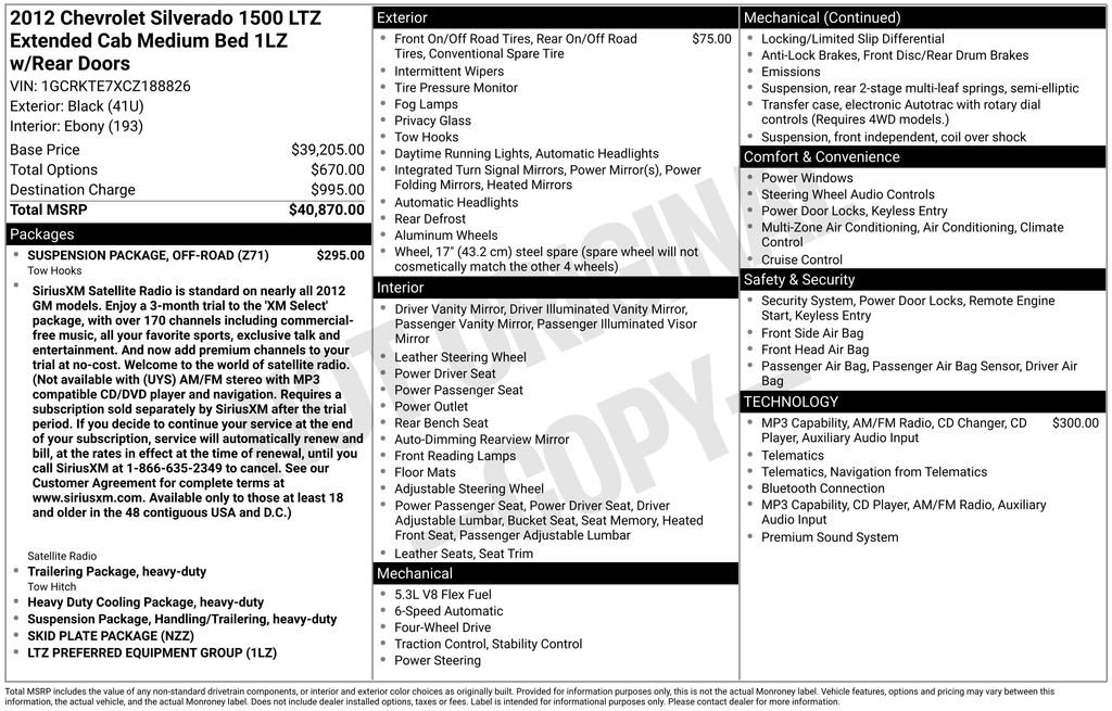 Used 2012 Chevrolet Silverado 1500 LTZ w/ Suspension Package, Off-Road AWD/4WD image 7