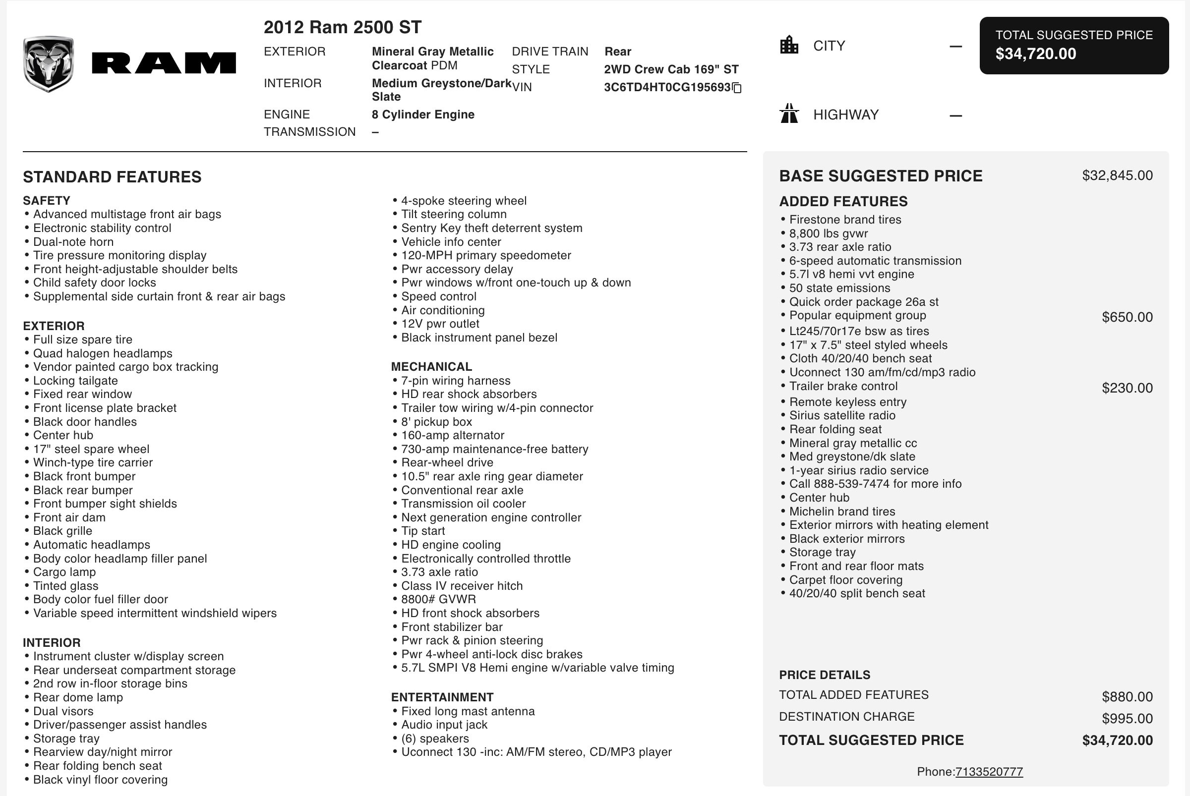Used 2012 RAM 2500 ST w/ Popular Equipment Group image 3