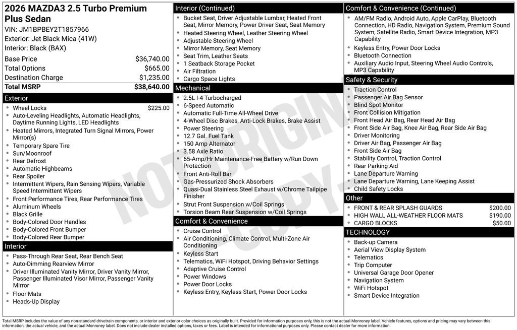 New 2026 MAZDA MAZDA3 2.5 Turbo Sedan w/Premium Plus image 9