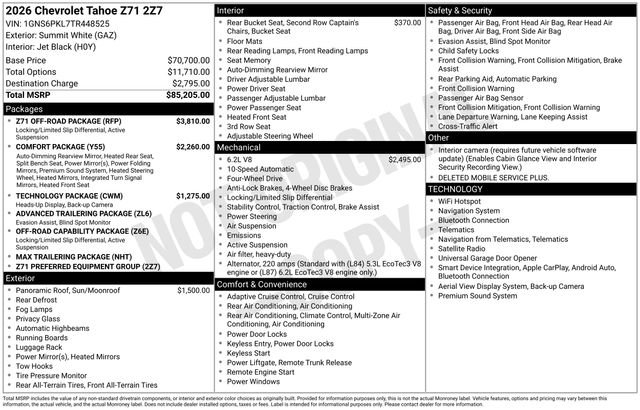 New 2026 Chevrolet Tahoe Z71 w/ Z71 Off-Road Package AWD/4WD image 5