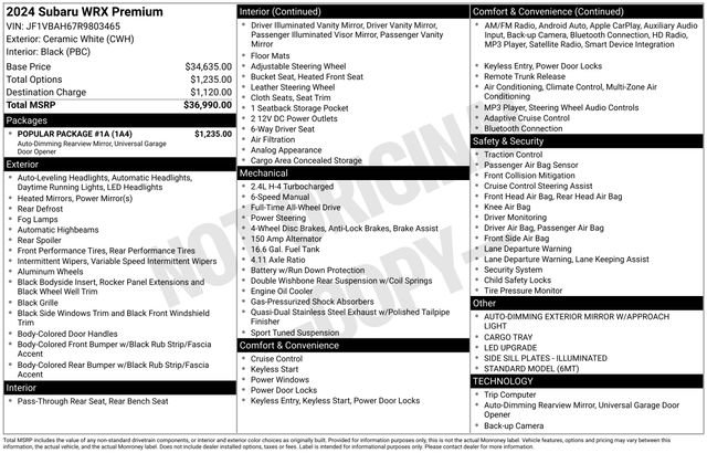 Used 2024 Subaru WRX Premium w/ Popular Package #1A image 63