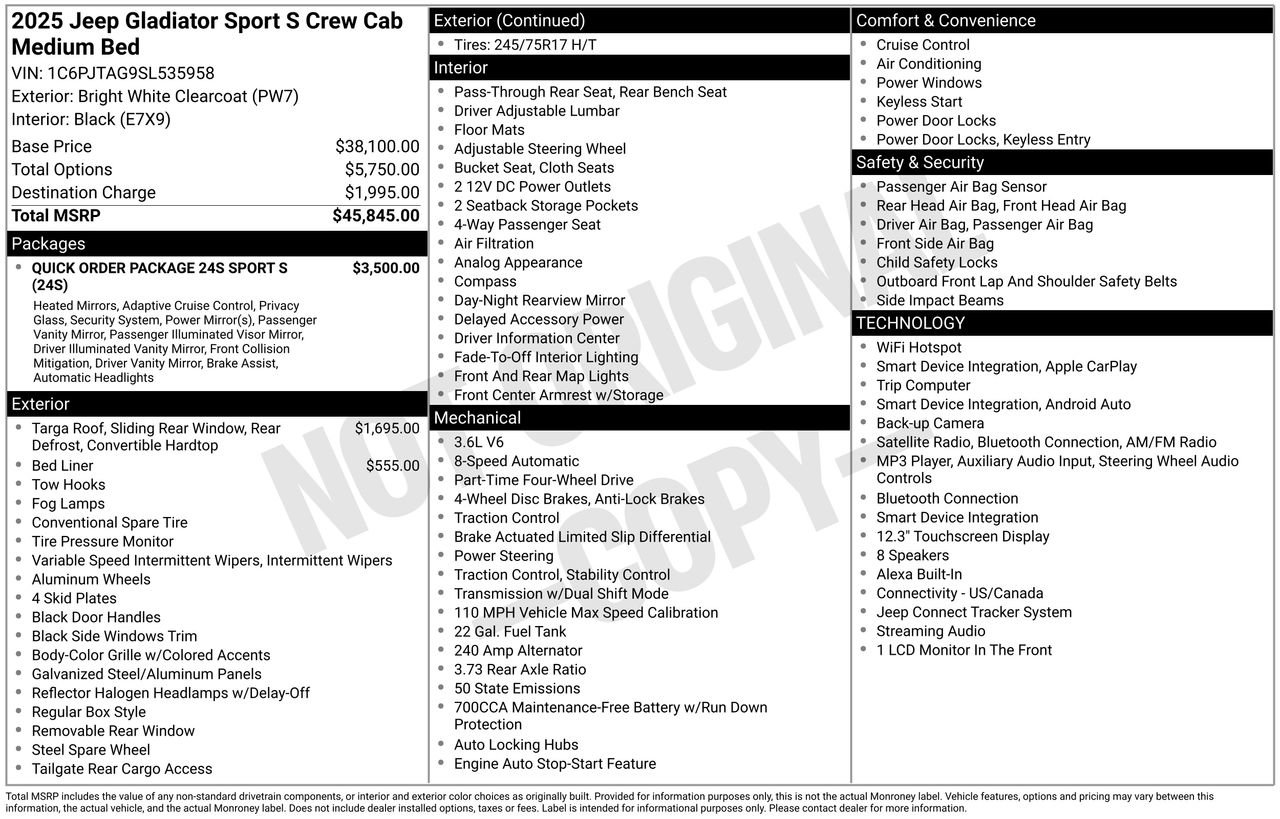 Used 2025 Jeep Gladiator Sport AWD/4WD image 34