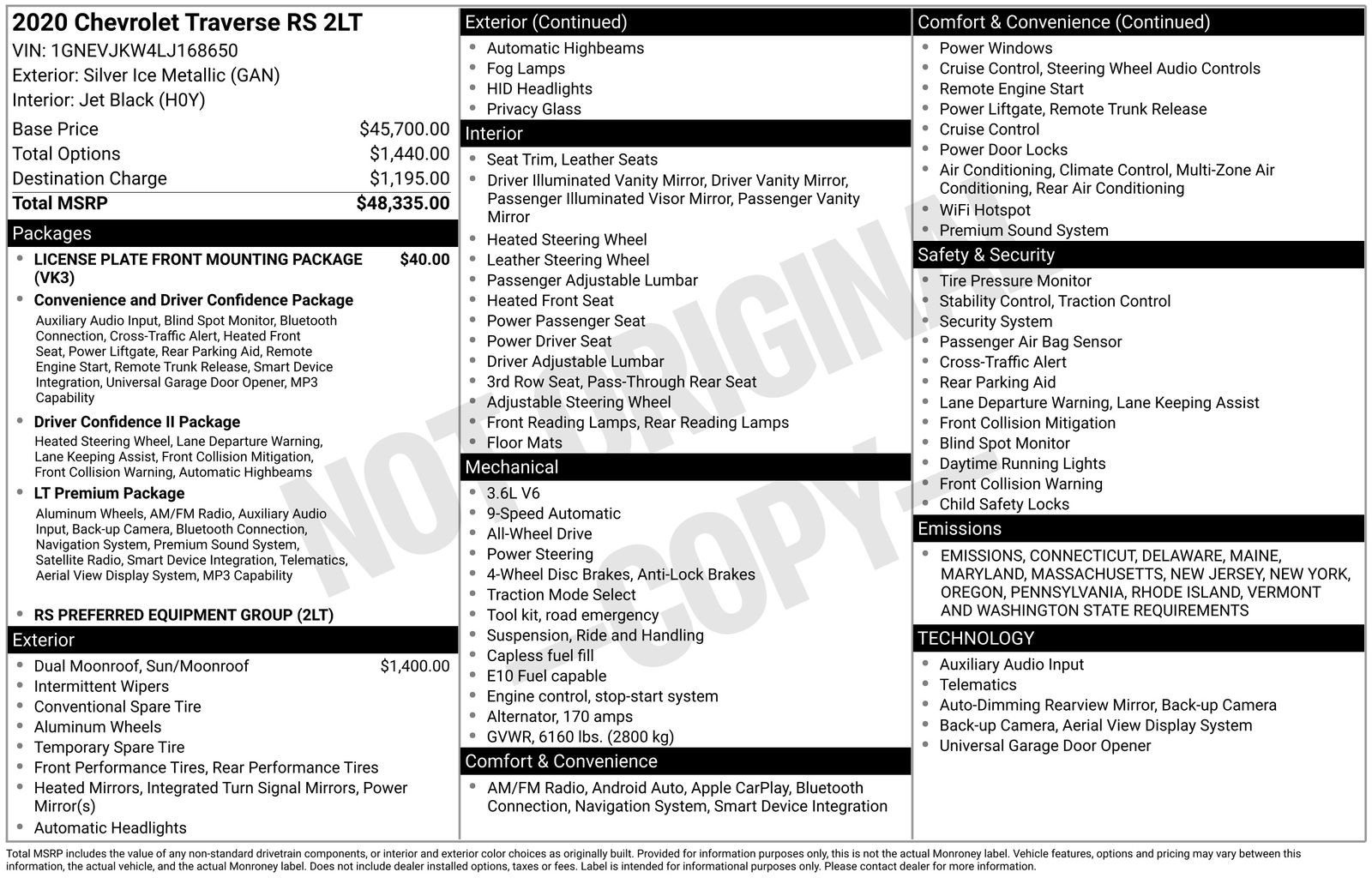 Used 2020 Chevrolet Traverse RS image 38