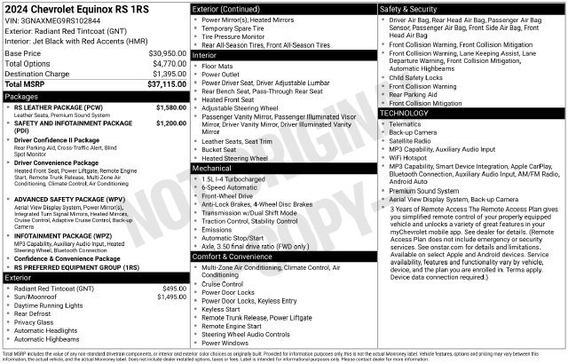 Certified 2024 Chevrolet Equinox RS w/ RS Leather Package FWD image 7