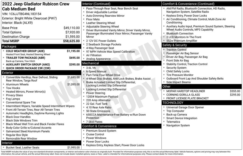 Used 2022 Jeep Gladiator Rubicon w/ Cold Weather Group AWD/4WD image 3