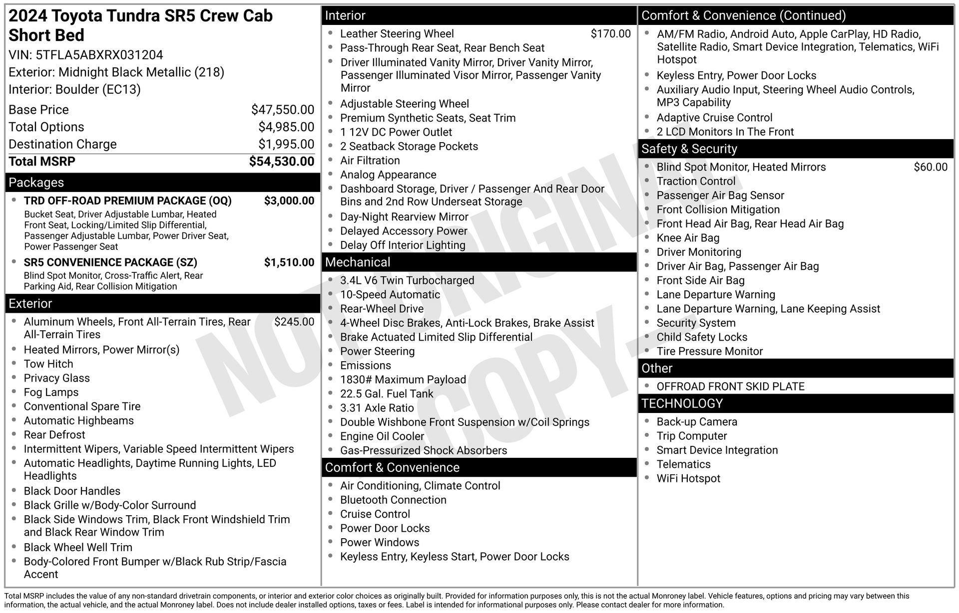 Used 2024 Toyota Tundra SR5 w/ TRD Off-Road Premium Package RWD image 31