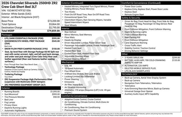 New 2026 Chevrolet Silverado 2500 ZR2 w/ LPO, Dark Essentials Package AWD/4WD image 4