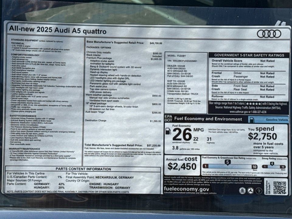 Used 2025 Audi A5 2.0T Premium Plus w/ Premium Plus image 21