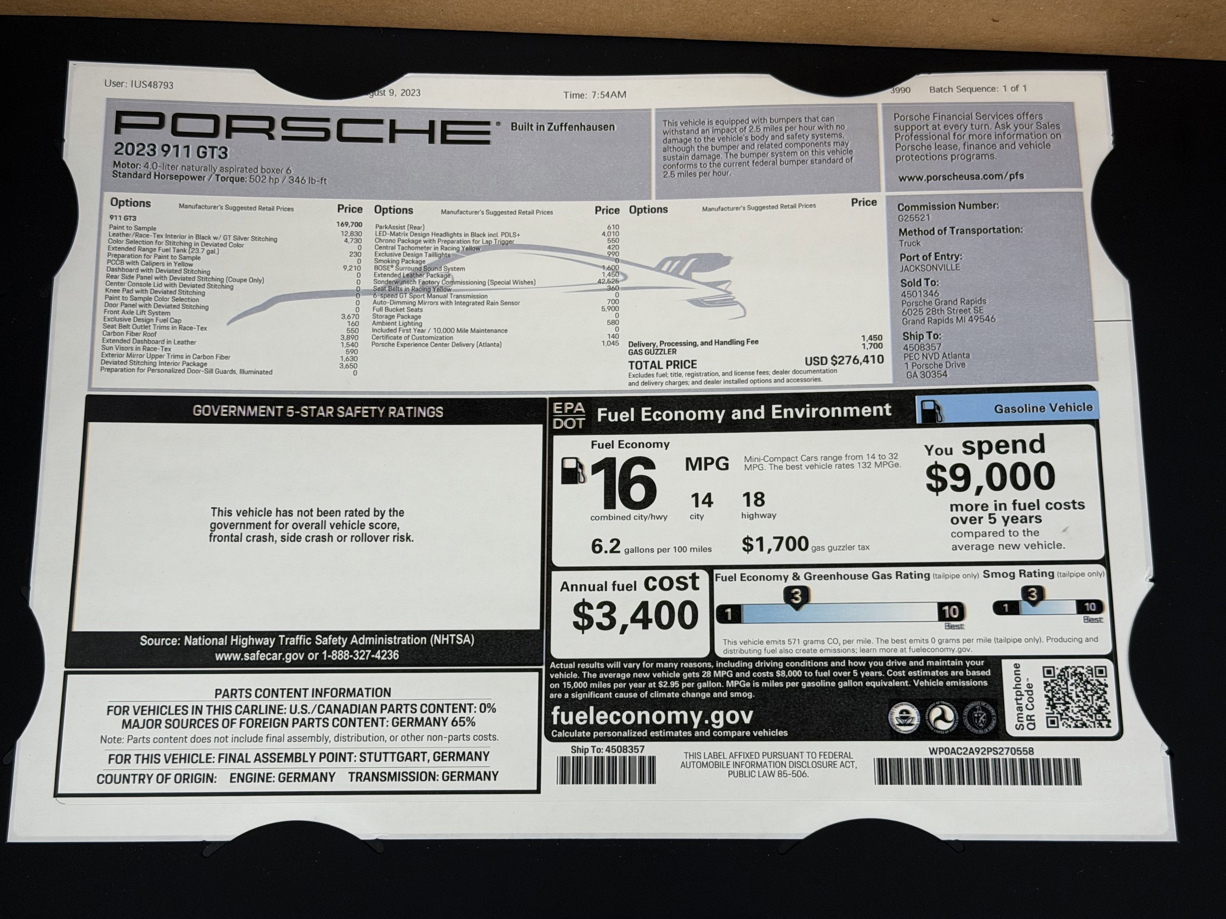 Certified 2023 Porsche 911 GT3 image 66