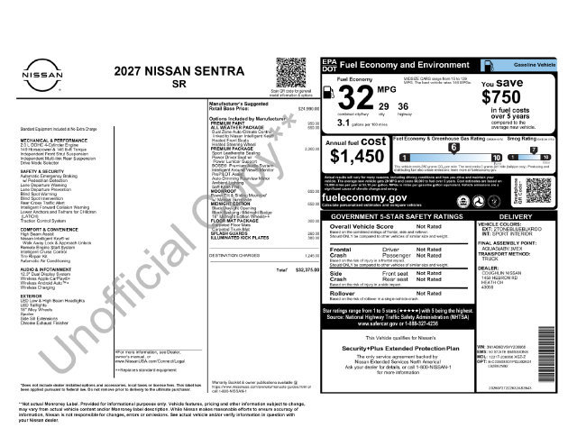 New 2027 Nissan Sentra SR w/ SR Premium Package FWD image 4