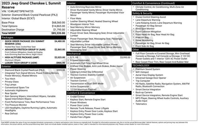 Certified 2023 Jeep Grand Cherokee L Summit AWD/4WD image 6