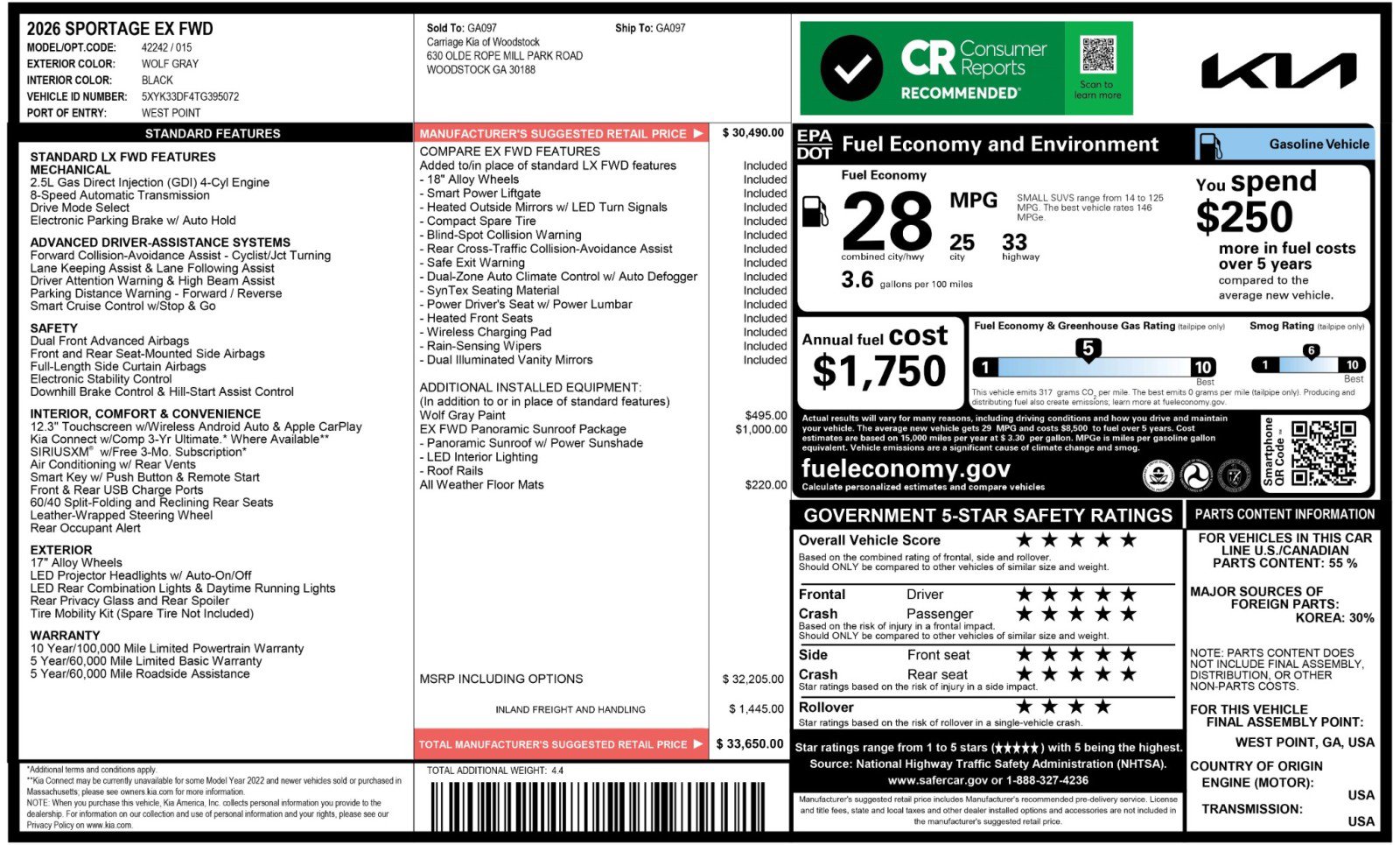 Used 2026 Kia Sportage EX w/ EX Panorama Roof Package FWD image 54