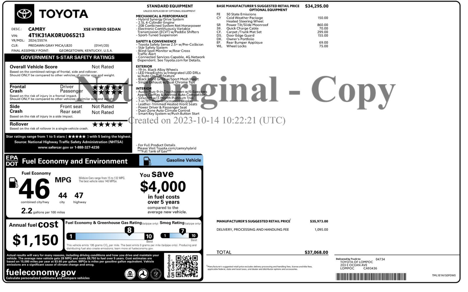 Used 2024 Toyota Camry XSE w/ Cold Weather Package FWD image 52