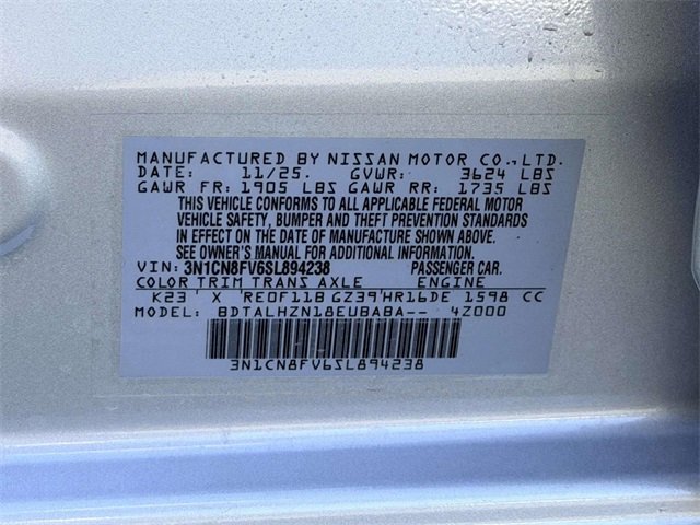 New 2025 Nissan Versa SR w/ Trunk Package image 24