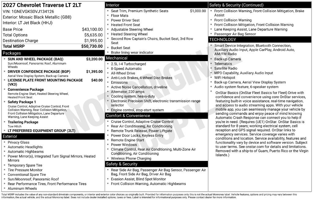 New 2027 Chevrolet Traverse LT w/ Sun and Wheel Package AWD/4WD image 35