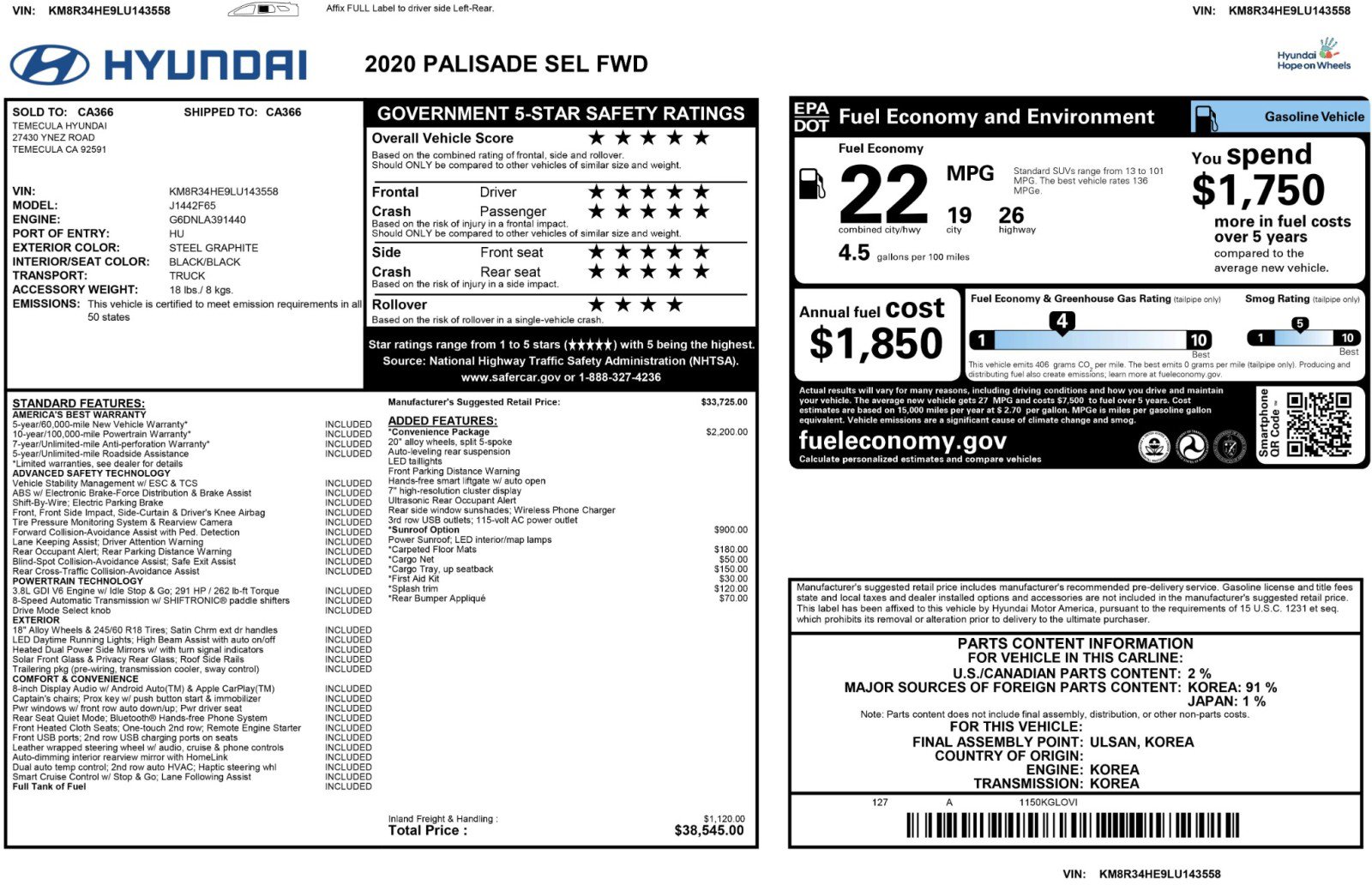 Used 2020 Hyundai Palisade SEL w/ Convenience Package image 52