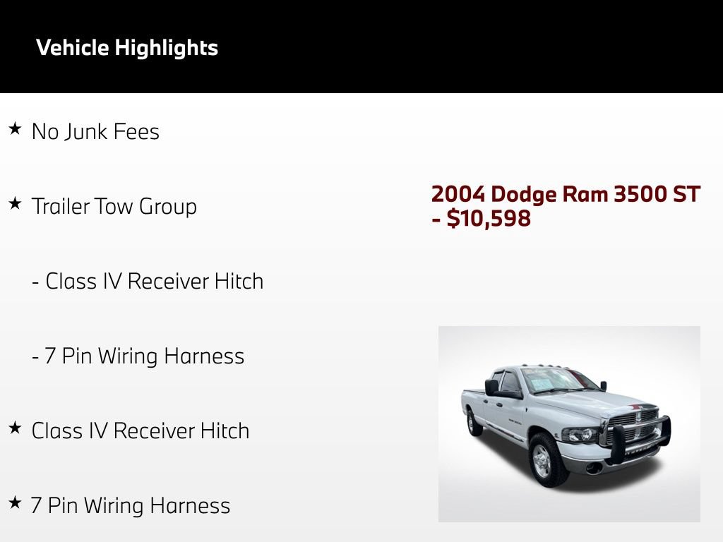 Used 2004 Dodge Ram 3500 Truck ST w/ Trailer Tow Group RWD image 5