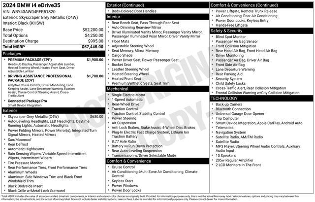 Used 2024 BMW i4 eDrive35 w/ Premium Package RWD image 44