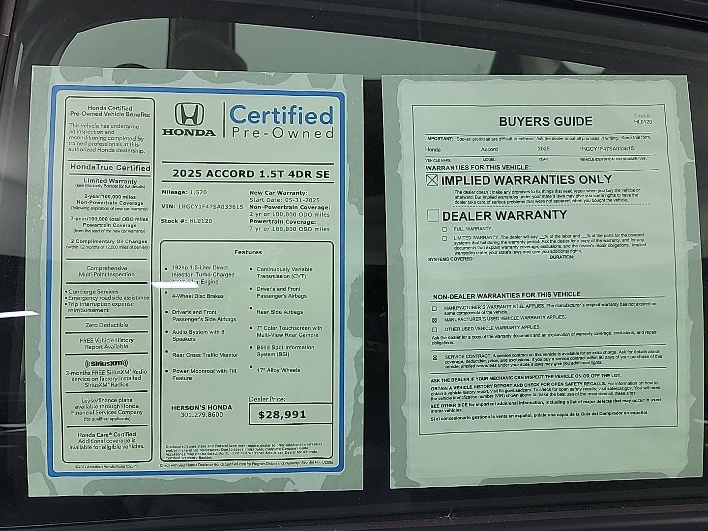 Certified 2025 Honda Accord SE image 35