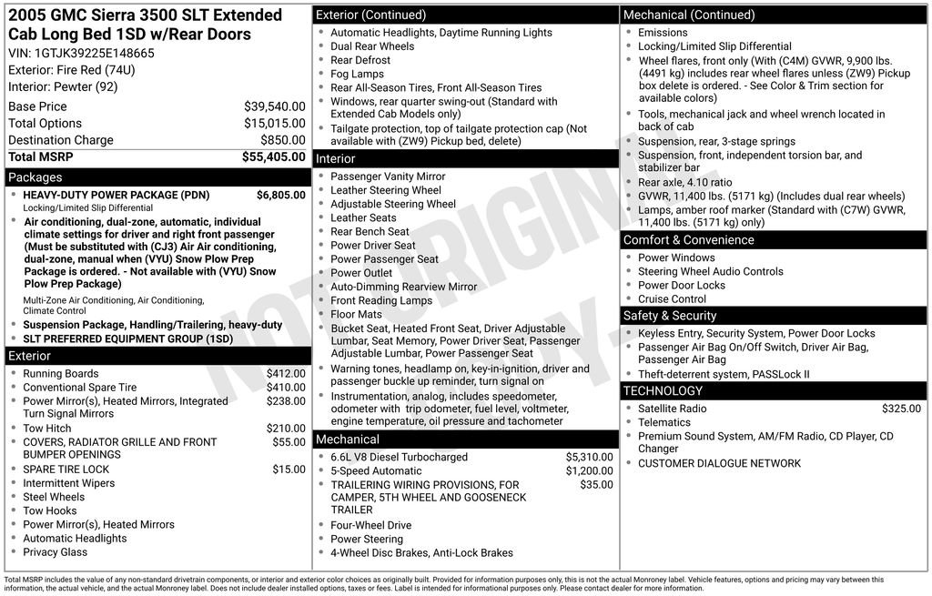 Used 2005 GMC Sierra 3500 SLT w/ Heavy-Duty Power Package AWD/4WD image 1
