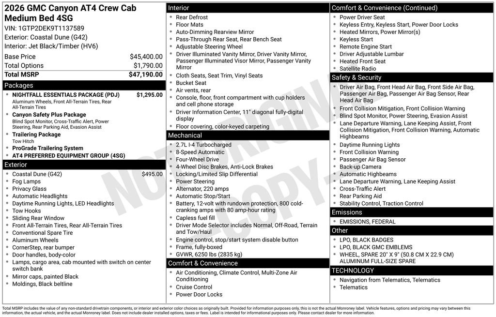 New 2026 GMC Canyon AT4 w/ Nightfall Essentials Package image 42