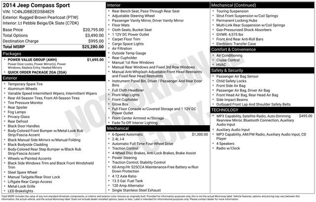 Used 2014 Jeep Compass Sport w/ Power Value Group AWD/4WD image 10