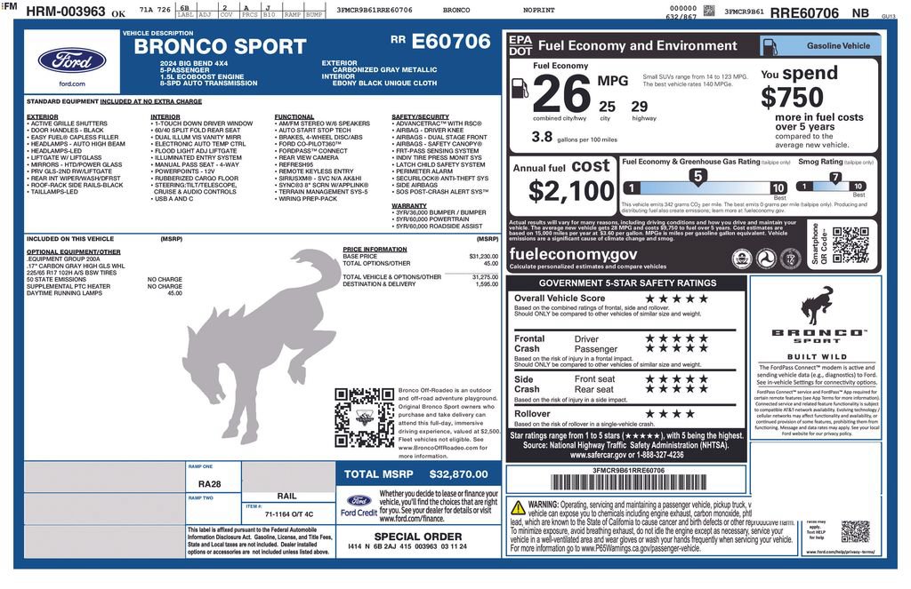 Used 2024 Ford Bronco Sport Big Bend AWD/4WD image 4
