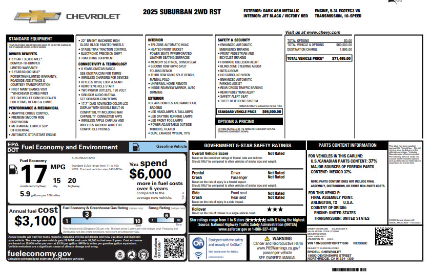 Used 2025 Chevrolet Suburban RST RWD image 4