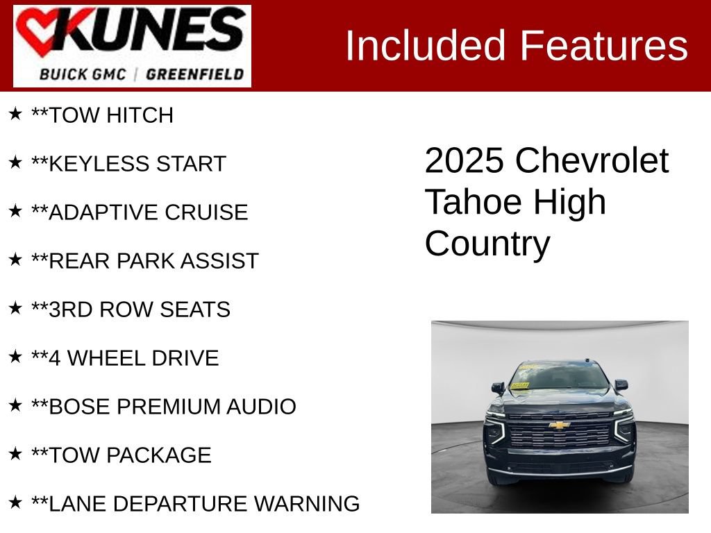 Used 2025 Chevrolet Tahoe High Country w/ Sun And Tow Package AWD/4WD image 3