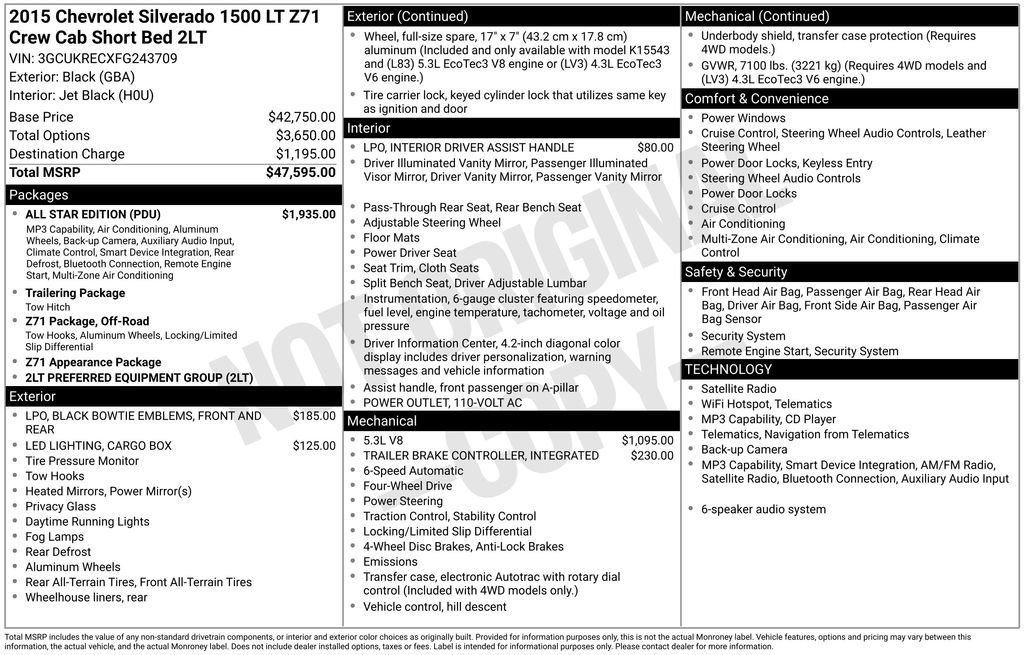 Used 2015 Chevrolet Silverado 1500 LT w/ All Star Edition AWD/4WD image 31