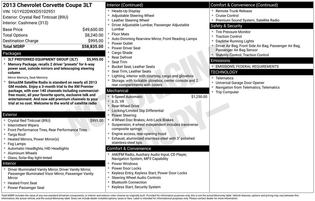 Used 2013 Chevrolet Corvette Coupe w/ 3LT Preferred Equipment Group image 49