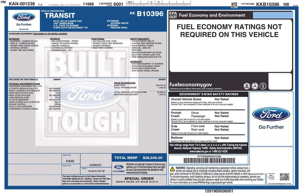 Used 2019 Ford Transit 150 148 Low Roof RWD image 16